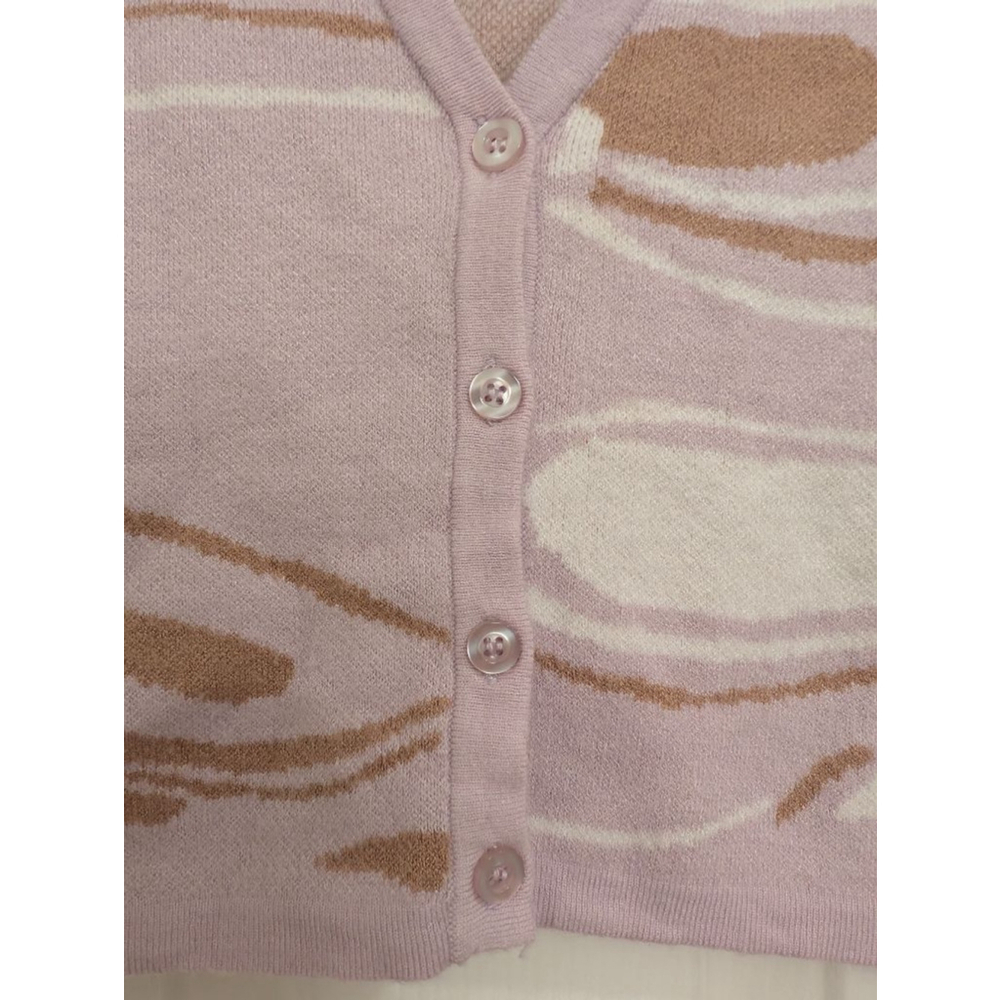 NWT Women's Hazel Moon Lavender White Abstract Sweater Vest Cardigan new preppy - Picture 6 of 8